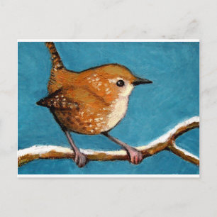WREN IN OLIEPASTEL BRIEFKAART