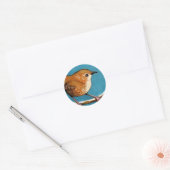 WREN IN OLIEPASTEL RONDE STICKER (Envelop)