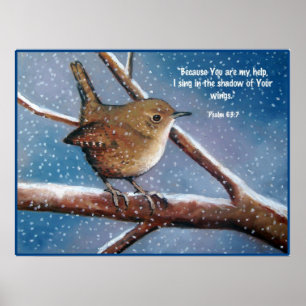 WREN IN WINTER: KUNST: BIBLE VERSE, PSALMS POSTER