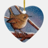 WREN IN WINTER: OLIEPASTEL: BIRD ORNAMENT (Voorkant)