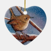 WREN IN WINTER: OLIEPASTEL: BIRD ORNAMENT (Achterkant)