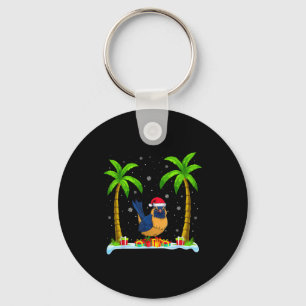 Wren Kerstman Hoed Palmboom Strand Kerstmis Pyjama Sleutelhanger
