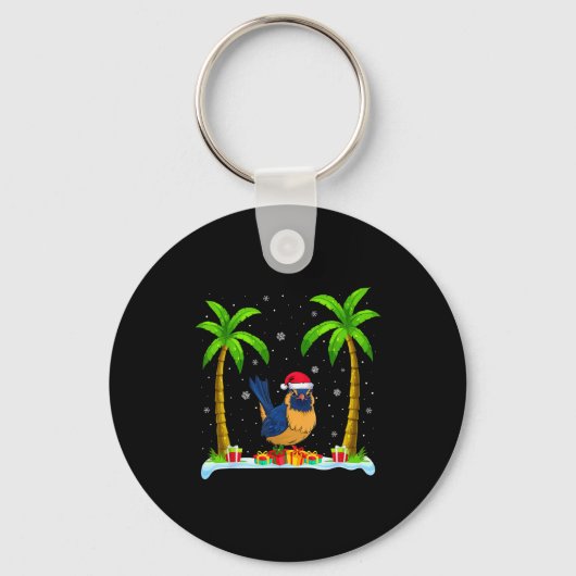 Wren Kerstman Hoed Palmboom Strand Kerstmis Pyjama Sleutelhanger (Voorkant)