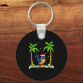 Wren Kerstman Hoed Palmboom Strand Kerstmis Pyjama Sleutelhanger (Voorkant)