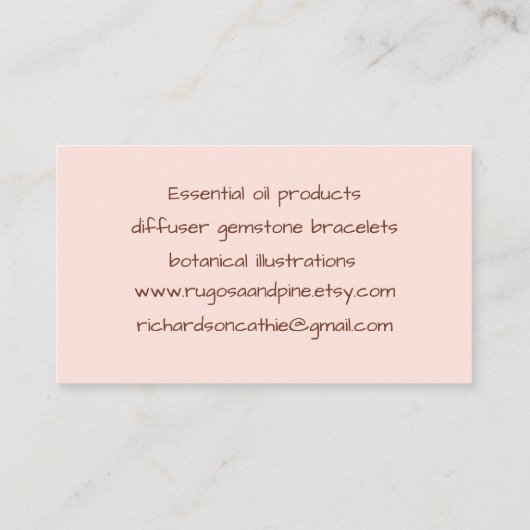 Wren Rugosa Roos Pine Cone Waterverf Botanisch Visitekaartje (Achterkant)