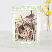 Wren  verjaardagskaart kaart (Gele Bloem)