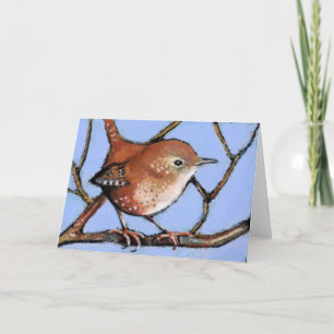 WREN, VOGEL, in Oil Pastel Kaart