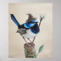 "Wrenagon" — Fantasy wizardvogel poster