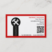 Wrench and hammer handyman construction red visitekaartje (Achterkant)
