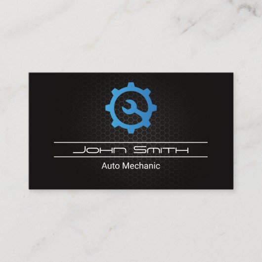 Wrench Gear Logo Carbon Fiber Pattern Visitekaartje (Voorkant)