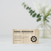 Wrench Hammer Gear Logo | houten panelen Visitekaartje (Staand voorkant)
