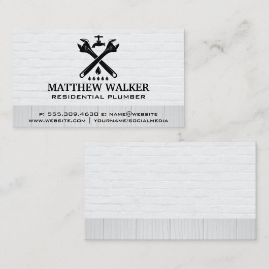 Wrench’s Water Spout Logo | Loodgietersdiensten Visitekaartje (Voorkant / Achterkant)