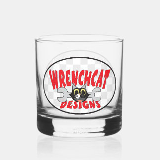 Wrenchcat Design Logo Whisky Glas