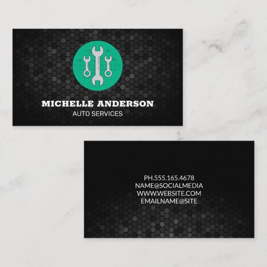 Wrenches fixeren | Geometrische achtergrond Visitekaartje (Voorkant / Achterkant)