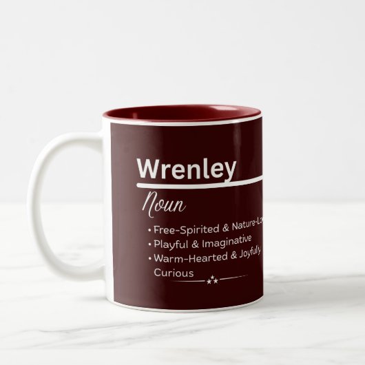 Wrenley Personalized Girl Name Meaning Coffee Mug Tweekleurige Koffiemok (Links)