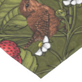 Wrens en aardbeien op donkergroen tafelkleed (Gekanteld)