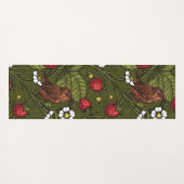 Wrens en aardbeien op donkergroen yogamat (Achterkant (horizontaal))