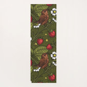 Wrens en aardbeien op donkergroen yogamat (Achterkant)