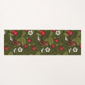 Wrens en aardbeien op donkergroen yogamat (Voorkant (horizontaal))
