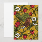 Wrens en aardbeien op mosterd (Voorkant / Achterkant)
