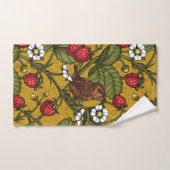 Wrens en aardbeien op mosterd bad handdoek (Handdoek)