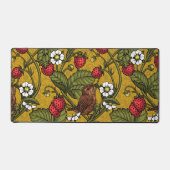 Wrens en aardbeien op mosterd bureaumat (Voorkant)