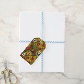 Wrens en aardbeien op mosterd cadeaulabel (Met Touw)