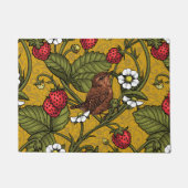 Wrens en aardbeien op mosterd deurmat (Voorkant)