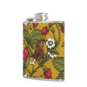 Wrens en aardbeien op mosterd heupfles (Links)