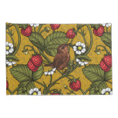 Wrens en aardbeien op mosterd kussensloop (Achterkant-Rechts)