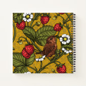 Wrens en aardbeien op mosterd notitieboek (Achterkant)