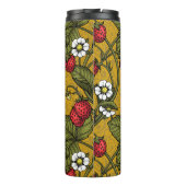 Wrens en aardbeien op mosterd thermosbeker (Achterkant)