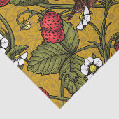 Wrens en aardbeien op mosterd tissuepapier (Detail)