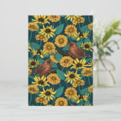 Wrens en bloemen op donkerblauw (Staand voorkant)