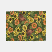 Wrens en bloemen op groen fleece deken (Voorkant (Horizontaal))