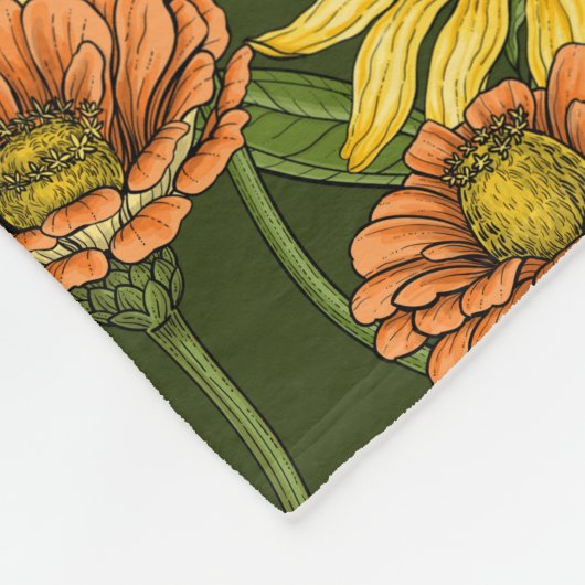 Wrens en bloemen op groen fleece deken (Hoek)