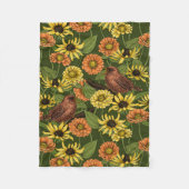 Wrens en bloemen op groen fleece deken (Voorkant)