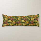 Wrens en bloemen op groen lichaamskussen (Voorkant)