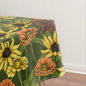 Wrens en bloemen op groen tafelkleed (Voorbeeld)