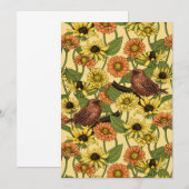 Wrens en bloemetjes op bord geel (Voorkant / Achterkant)