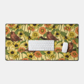 Wrens en bloemetjes op bord geel bureaumat (Keyboard & Muis)