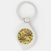 Wrens en bloemetjes op bord geel sleutelhanger (Voorkant)