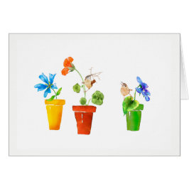 Wrens en bloempotten