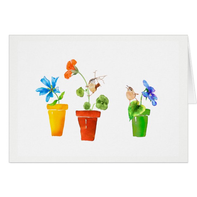 Wrens en bloempotten (Voorkant Horizontaal)