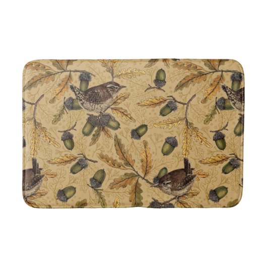 Wrens en eikels op honing badmat (Voorkant)