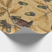 Wrens en eikels op honing cadeaupapier (Hoek)