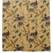 Wrens en eikels op honing douchegordijn (Voorkant)