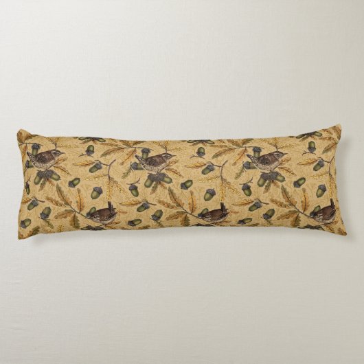 Wrens en eikels op honing lichaamskussen (Achterkant)