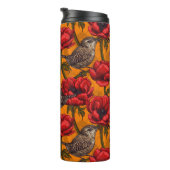 Wrens in een rode anemone-tuin thermische droogtro thermosbeker (Geroteerd rechts)