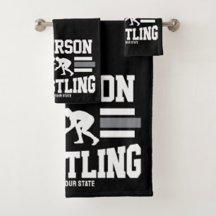 Wrestler ADD NAME School Athlete Wrestling Team Bad Handdoek